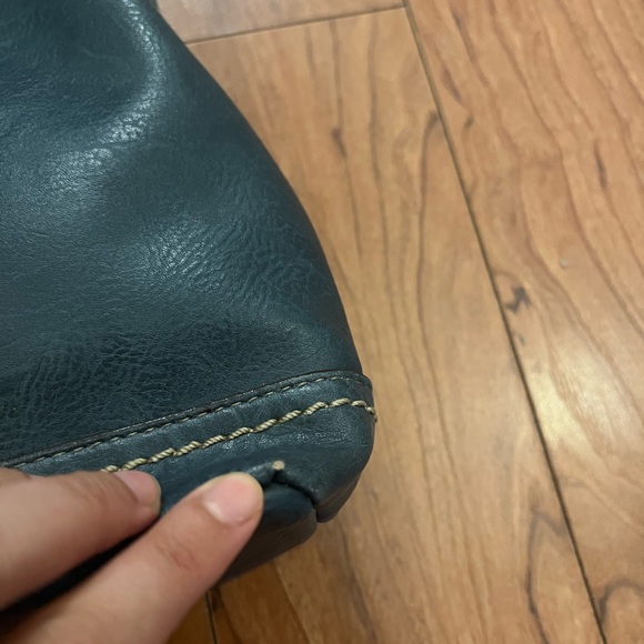 b.o.c Born Concepts Blue Multi-compartment Shoulder Bag Purse Zippers Snap - Picture 5 of 16